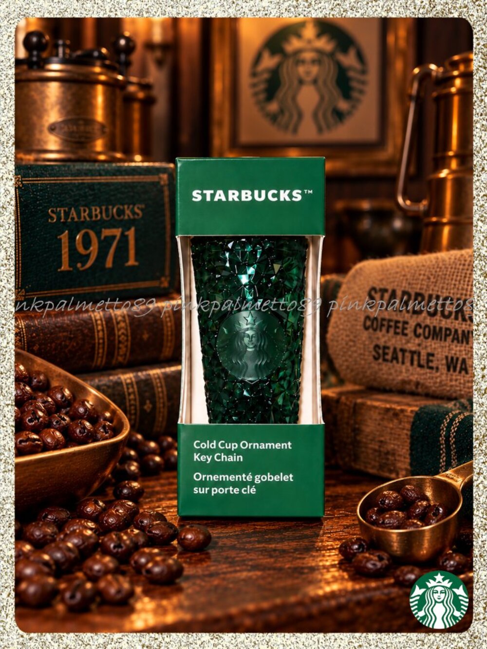 💚 NWT Starbucks 2026 Heritage Emerald Gem Mini Cold Cup Ornament Keychain